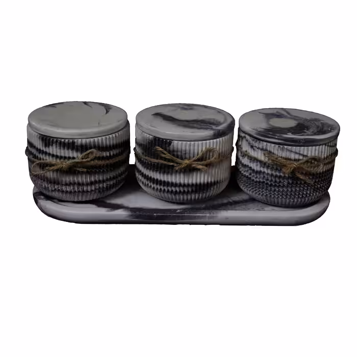 بانکه مدل سنگی کد 990 مجموعه 3 عددی به همراه سینی