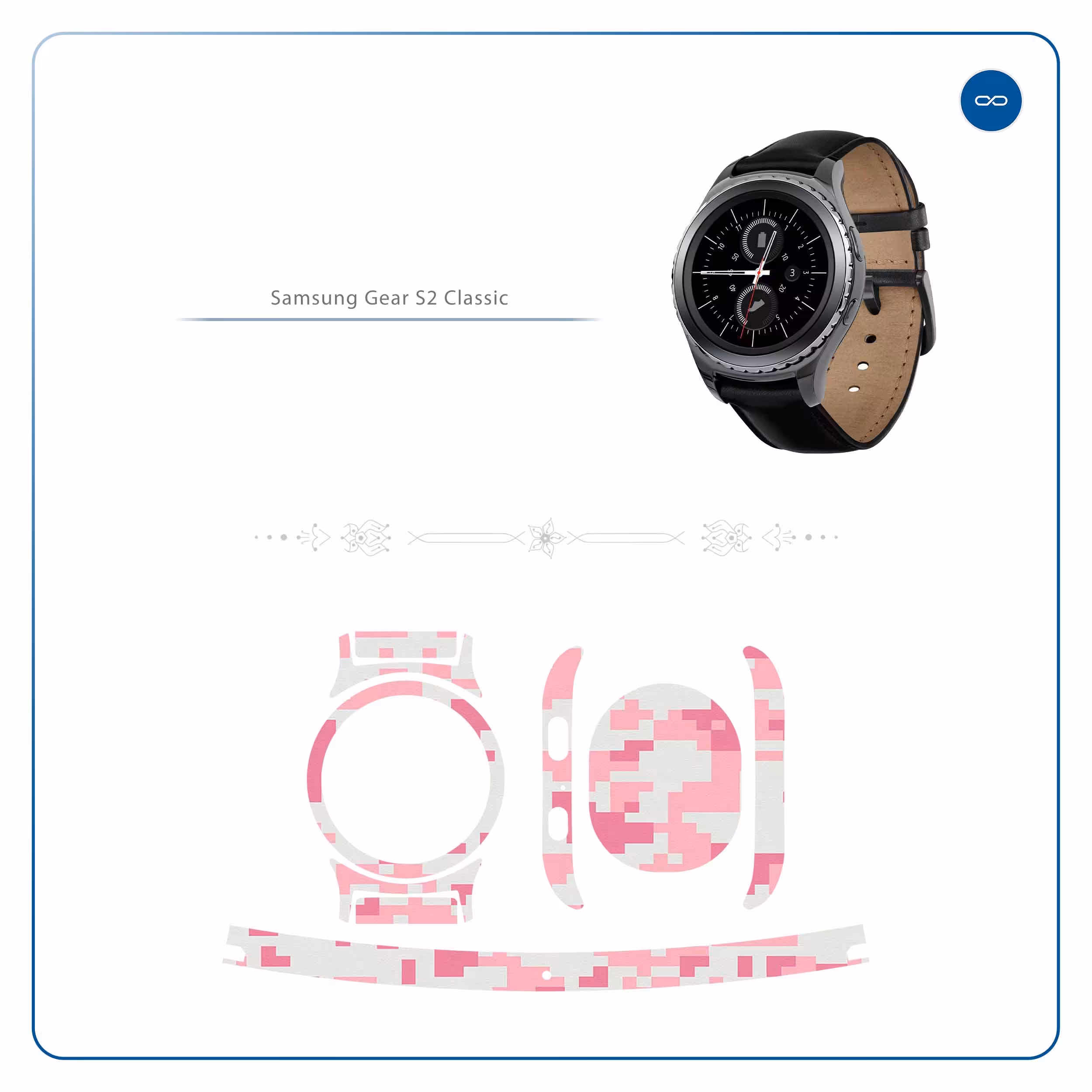 برچسب ماهوت طرح Army_Pink_Pixel مناسب برای ساعت هوشمند سامسونگ Galaxy Gear S2 Classic