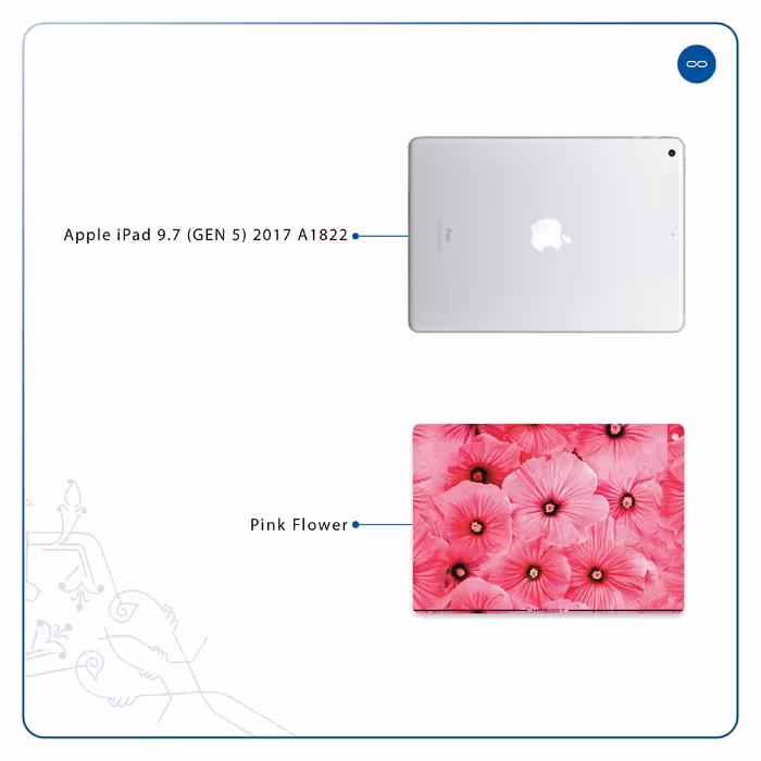 برچسب پوششی ماهوت مدل Pink-Flower مناسب برای تبلت اپل iPad 9.7 (GEN 5) 2017 A1822