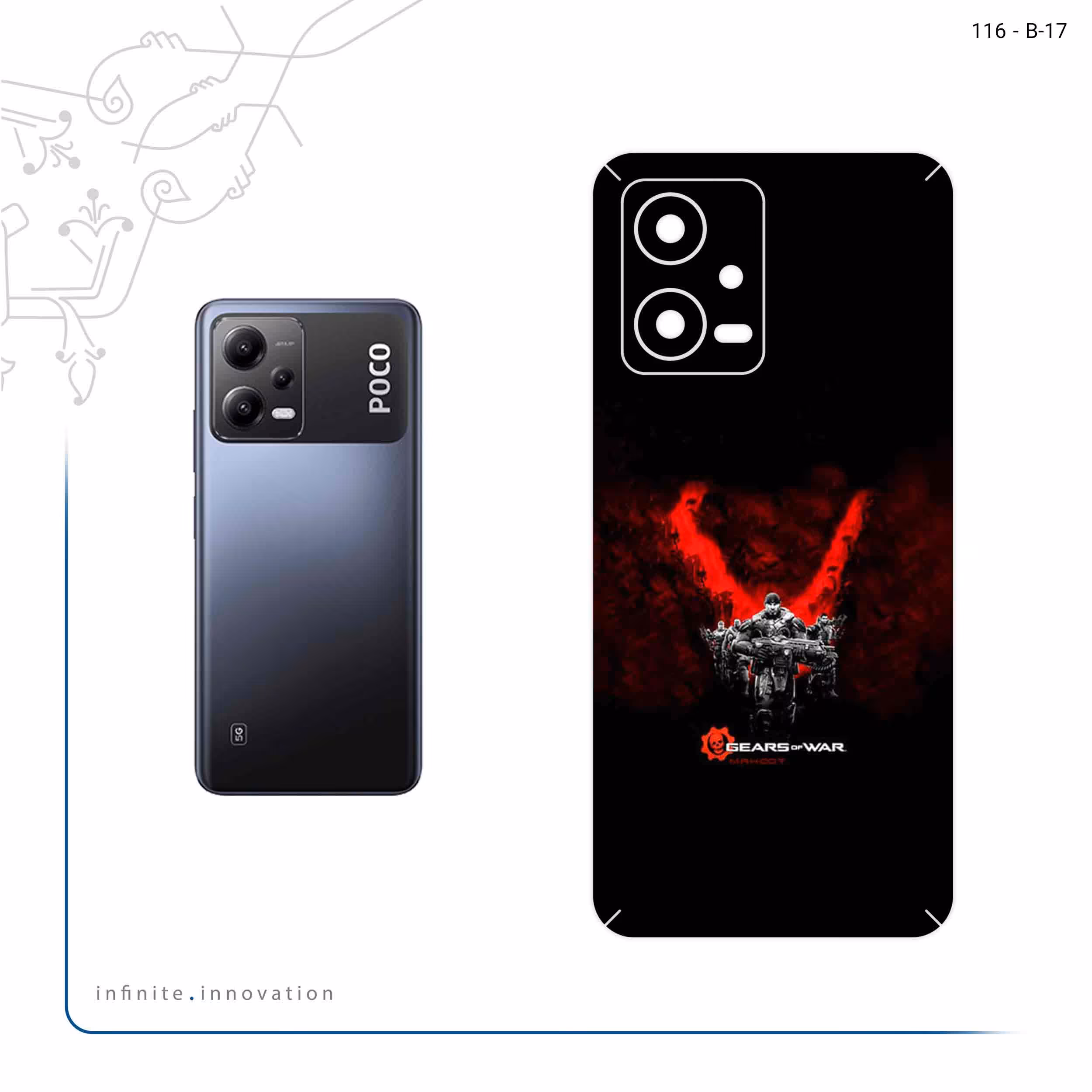 برچسب پوششی ماهوت مدل GEARS_OF_WAR مناسب برای گوشی موبایل شیائومی Poco X5