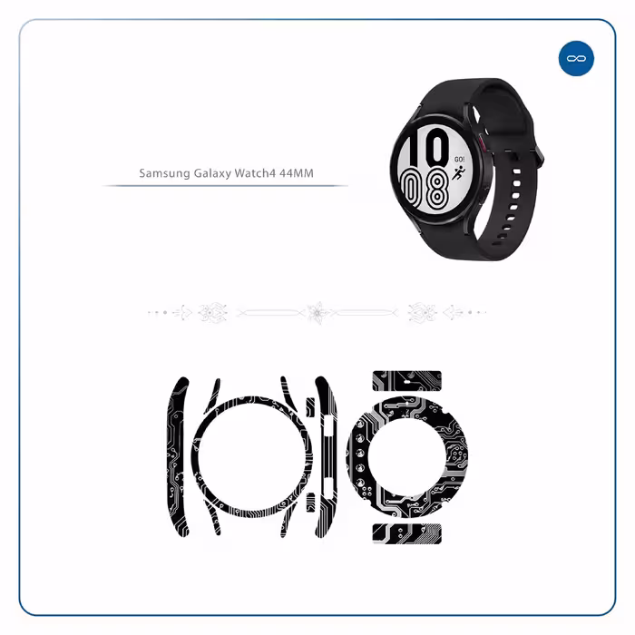 برچسب ماهوت طرح Black Printed Circuit Board مناسب برای ساعت هوشمند سامسونگ Watch4 44mm