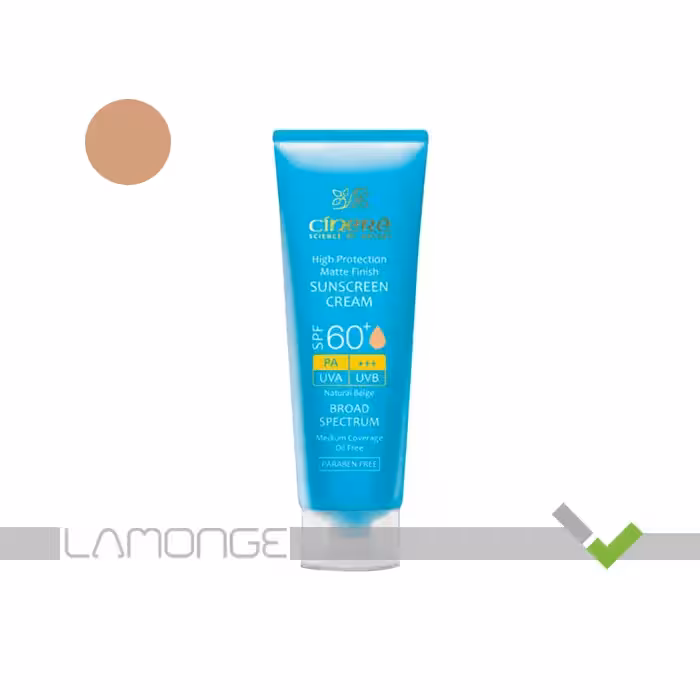 کرم ضد آفتاب SPF60 بژ طبیعی سینره مناسب پوست چرب و جوش دار حجم 50 میلی لیتر