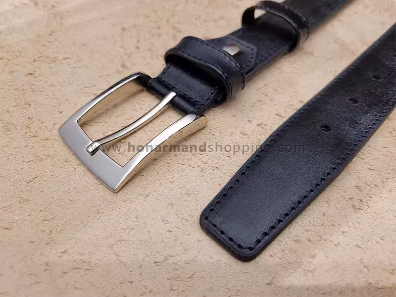 کمربند چرم گاوی درجه یک با سگک زبانه دار خارجی