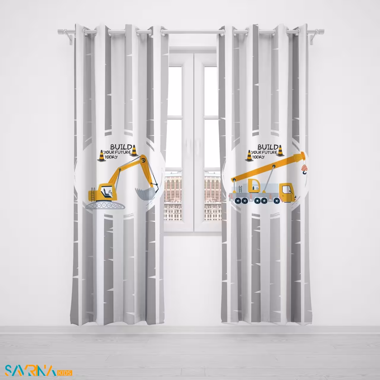 پرده پنلی بچگانه طرح جرثقیل کد A2759