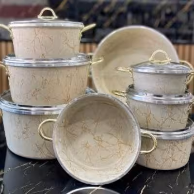 سرویس قابلمه 14 پارچه ماربل طرح سنگ