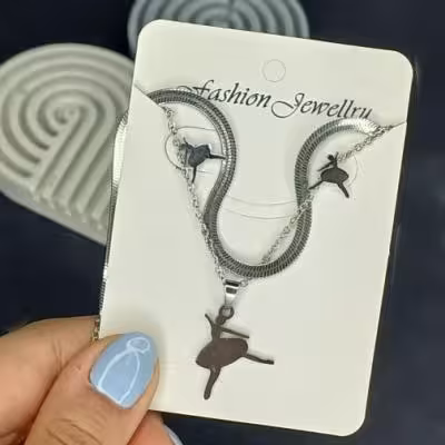 نیم ست ماری با پلاک زنجیر و گوشواره