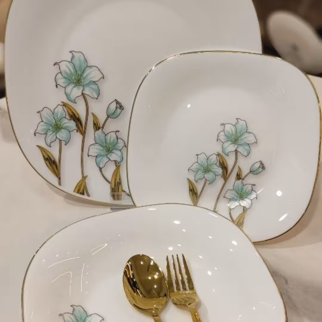 سرویس آرکوپال طرح زنبق فیروزه لب طلا 2