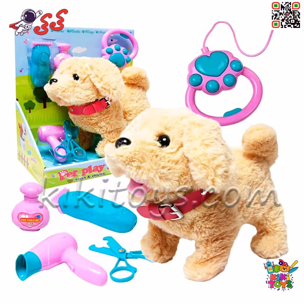 سگ رباتی پشمالو قلاده دار موزیکال بزرگ مدل Pet Play Set T830