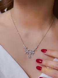 💍نیم ست جواهری (گردنبند و گوشواره)نقره عیار 925(N_4420)