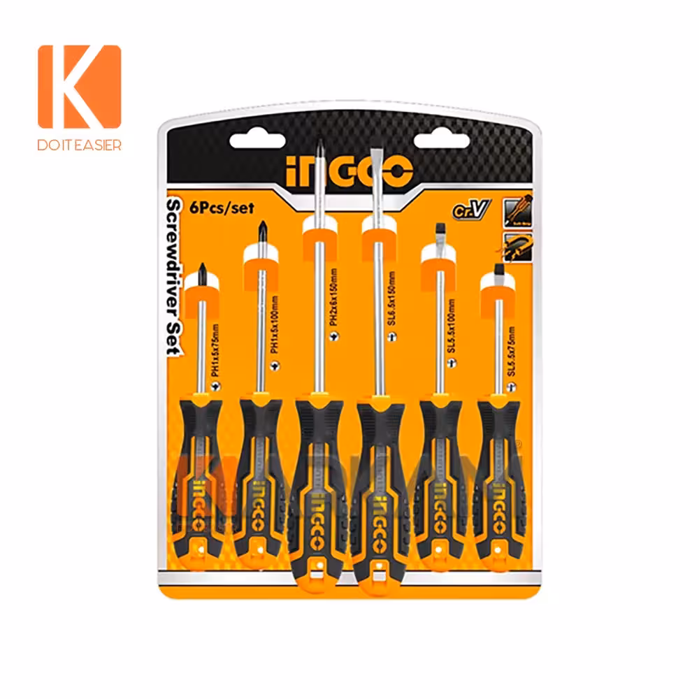 ست پیچگوشتی 6 عددی دسته پلاستیکی HKSD0628-TPR اینگکو