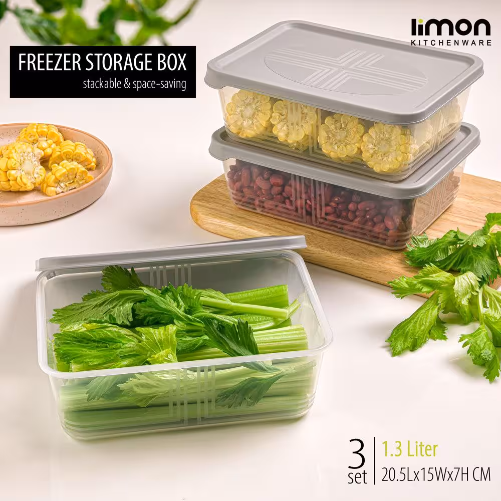 ظرف مستطیل 1/3 لیتر 3عددی لیمون کد 2406