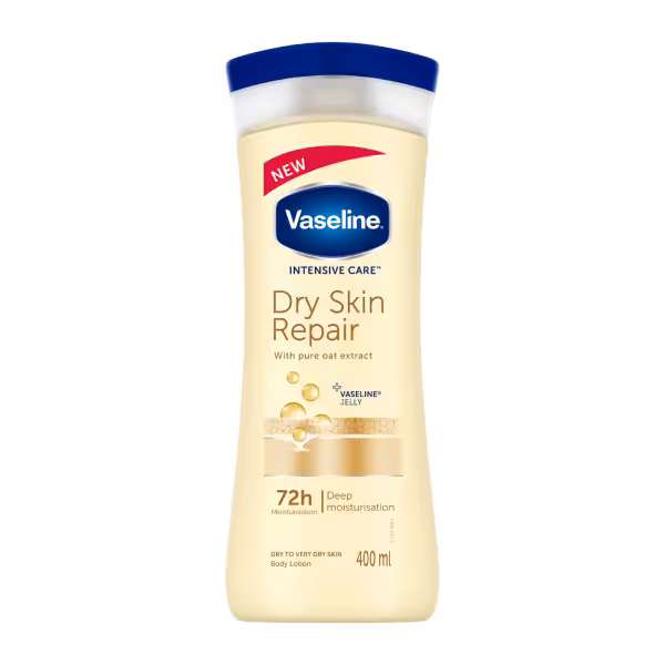 لوسیون بدن وازلین Vaseline مدل Dry skin repair اصل | حجم 400 میلی لیتر