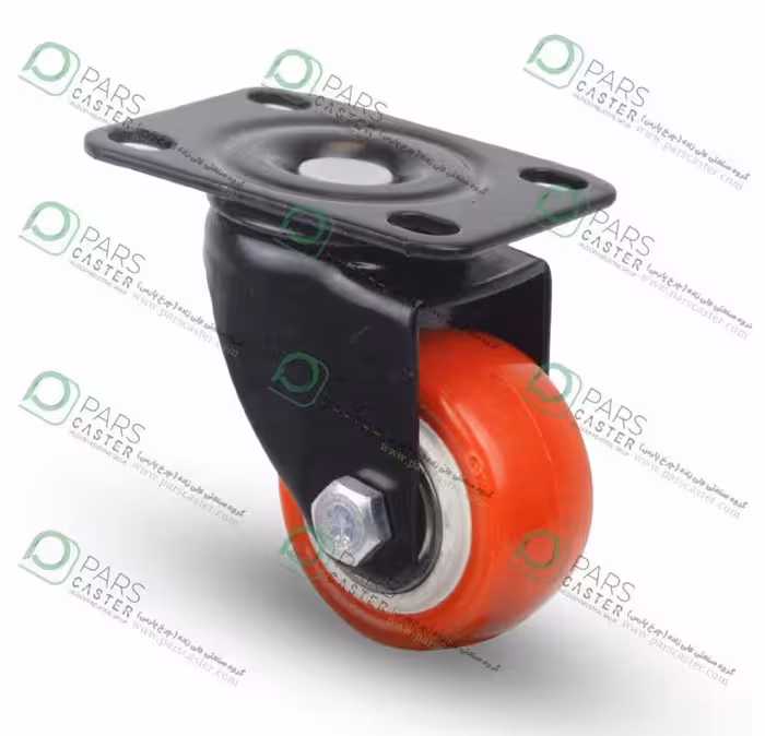 چرخ پایه مشکی نارنجی کفی گردان سایز 40