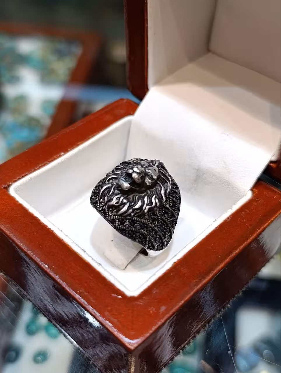 انگشتر نقره طرح شیر