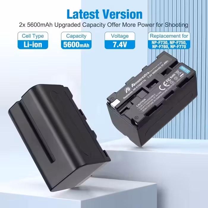 2عددباتری دوربین سونی مدل NP F750ظرفیت 5600میلی امپری اورجینال امازون المان