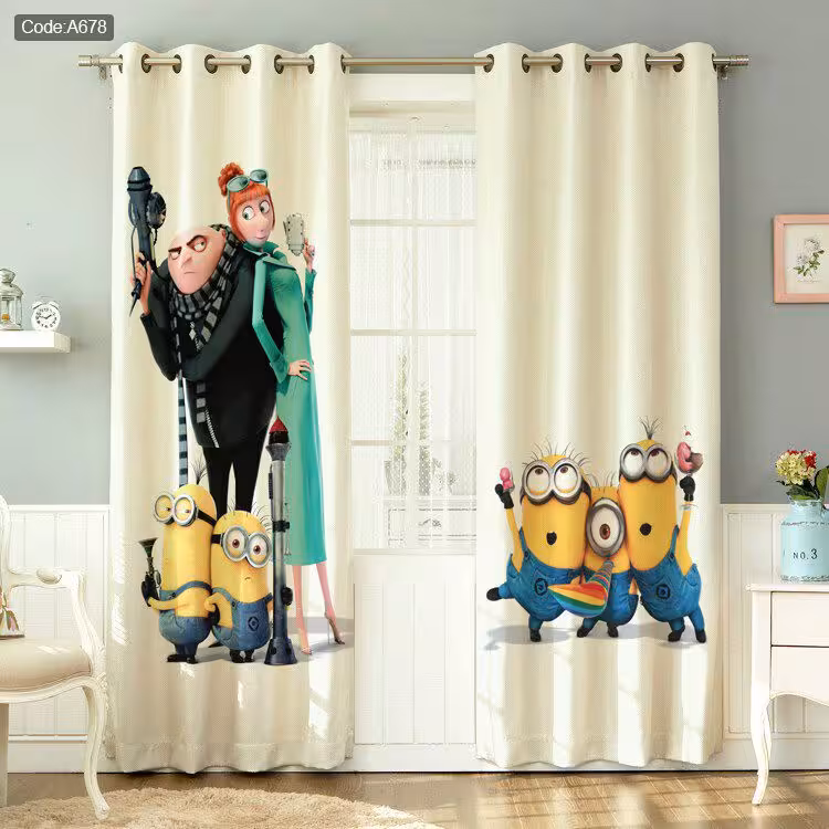 پرده پانچی مخمل چاپی پسرانه کد 678 a