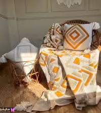 شال مبل  همراه با یک عدد کوسن ست طرح پانچ نخ اکرلیک ترک