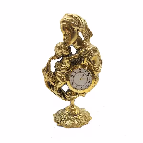 ساعت برنجی رومیزی طرح مادر فرزند ارتفاع 22 کد 220005