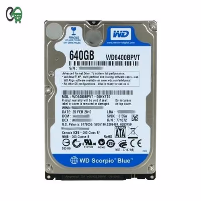 Western Digital Blue WD6400BPVT 640GB                               5400 RPM 8MB Cache SATA 3.0Gb/s