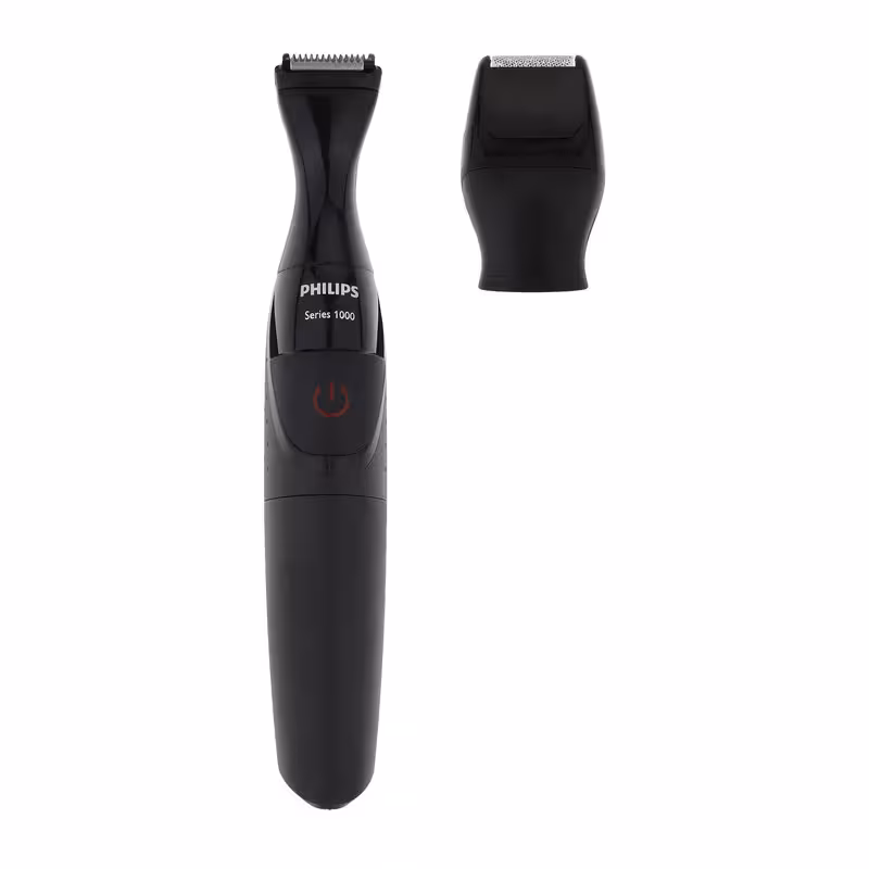 ماشین اصلاح موی صورت و بدن فیلیپس مدل MG1100، اصلاح به صورت تریمر، منبع انرژی باتری AA، تکنولوژی اصلاح به صورت برش مستقیم، به همراه برس تمیز کننده، سه عدد شانه و دو عدد سری، ضد آب و قابل شستشو، جنس تیغه از استیل ضد زنگ | کالا مکس