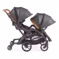 کالسکه دوقلو کانتورز پشت سرهم 6 حالته جدید مشکی با چرم دوزی نچرال  قهوه ای      Contours Double Stroller