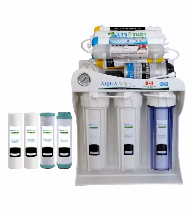 خرید دستگاه تصفیه کننده آب آکوا اسپرینگ مدل UF - SF4800 به همراه فیلتر تصفیه آب مجموعه 4 عددی قیمت روز