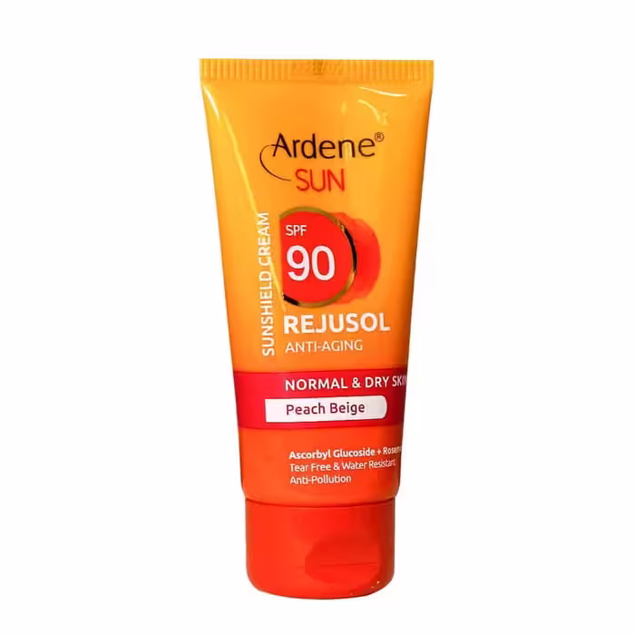 کرم ضد آفتاب رنگی بژ هلویی SPF90 آردن مناسب پوست معمولی و خشک 50 گرمی
