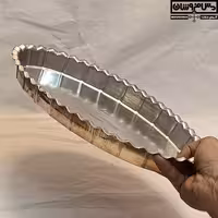 مجمع مسی بیضی چکشی زنجان لبه دار نانو سایز 3 قطر 26*42 | دیس ظروف پذیرایی مسی مدل شوکا