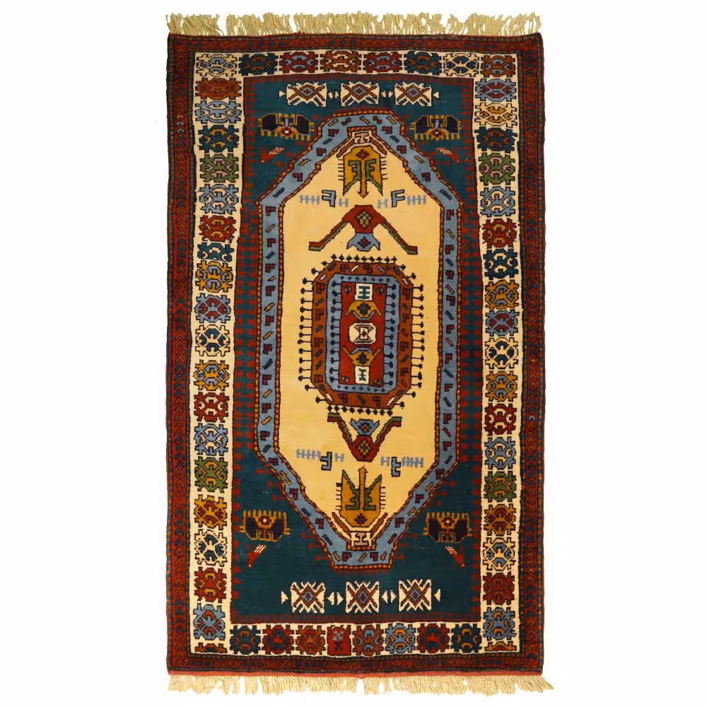 فرش دستباف کرمانج دو و نیم متری طرح حوضی