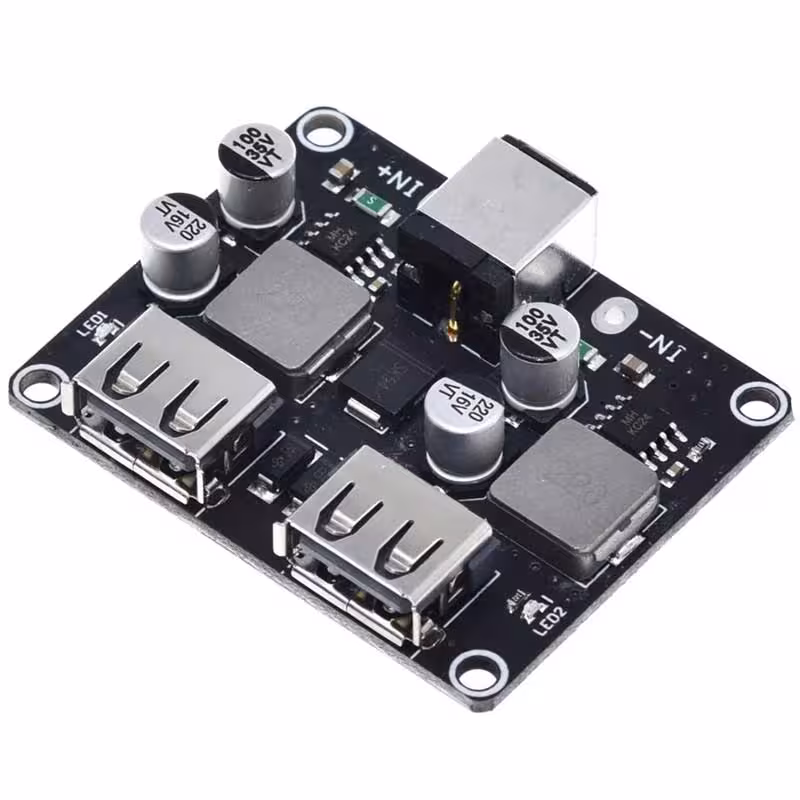 ماژول کاهنده ولتاژ DC با قابلیت فست شارژ QC3 با 2 خروجی USB