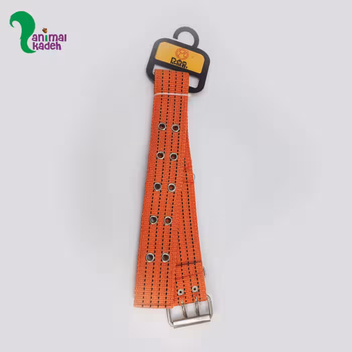 قلاده گردنی سگ و گربه برزنتی 2 لایه نارنجی سگک دوتایی