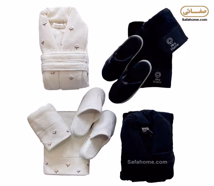 سرویس حوله عروس و داماد طرح رز سورمه ای و سفید