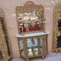 آینه کنسول برنجی مدل گل سرخ با ورق ضخیم