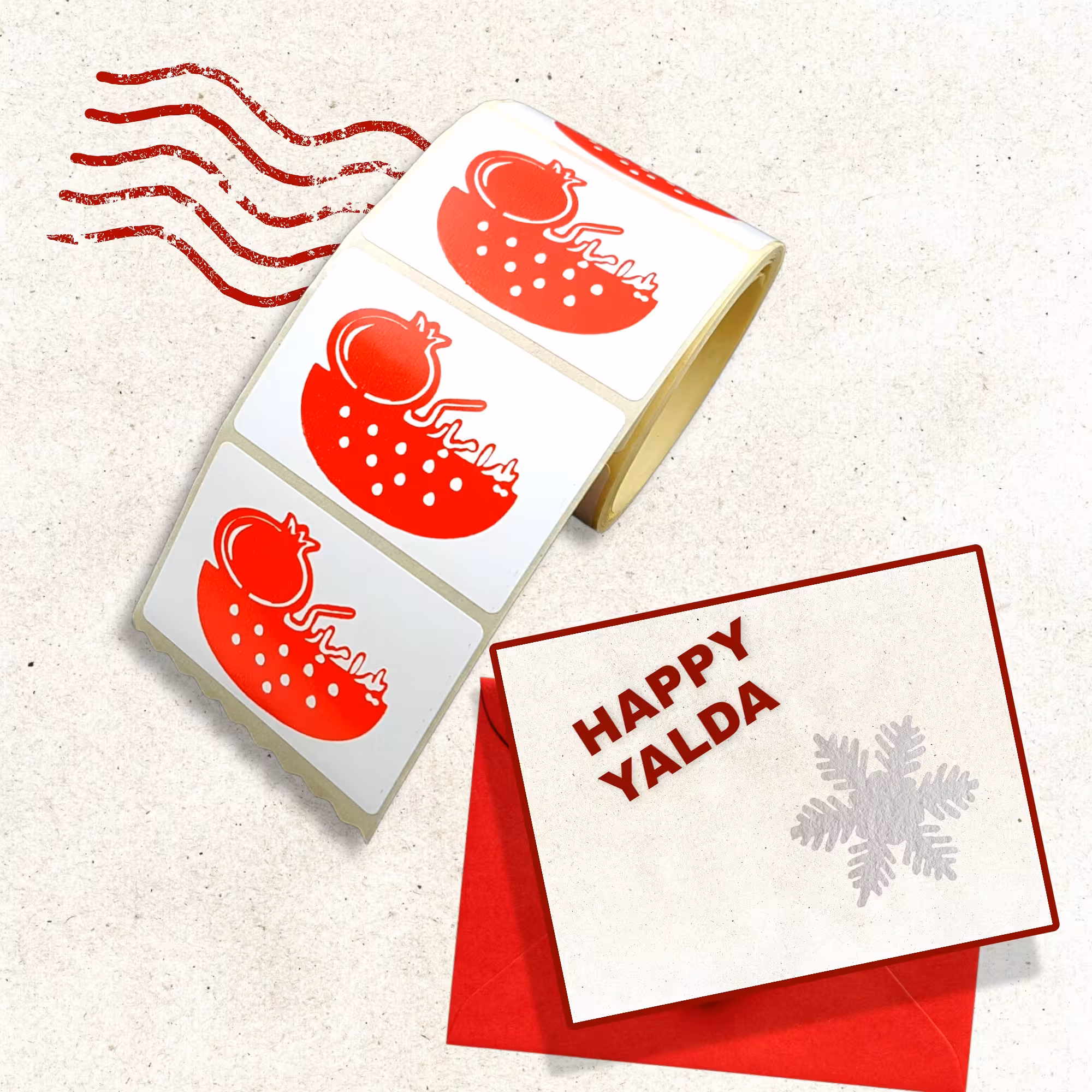 برچسب یلدا کد Y3  بسته 100 عددی سایز 60x40 میلیمتر