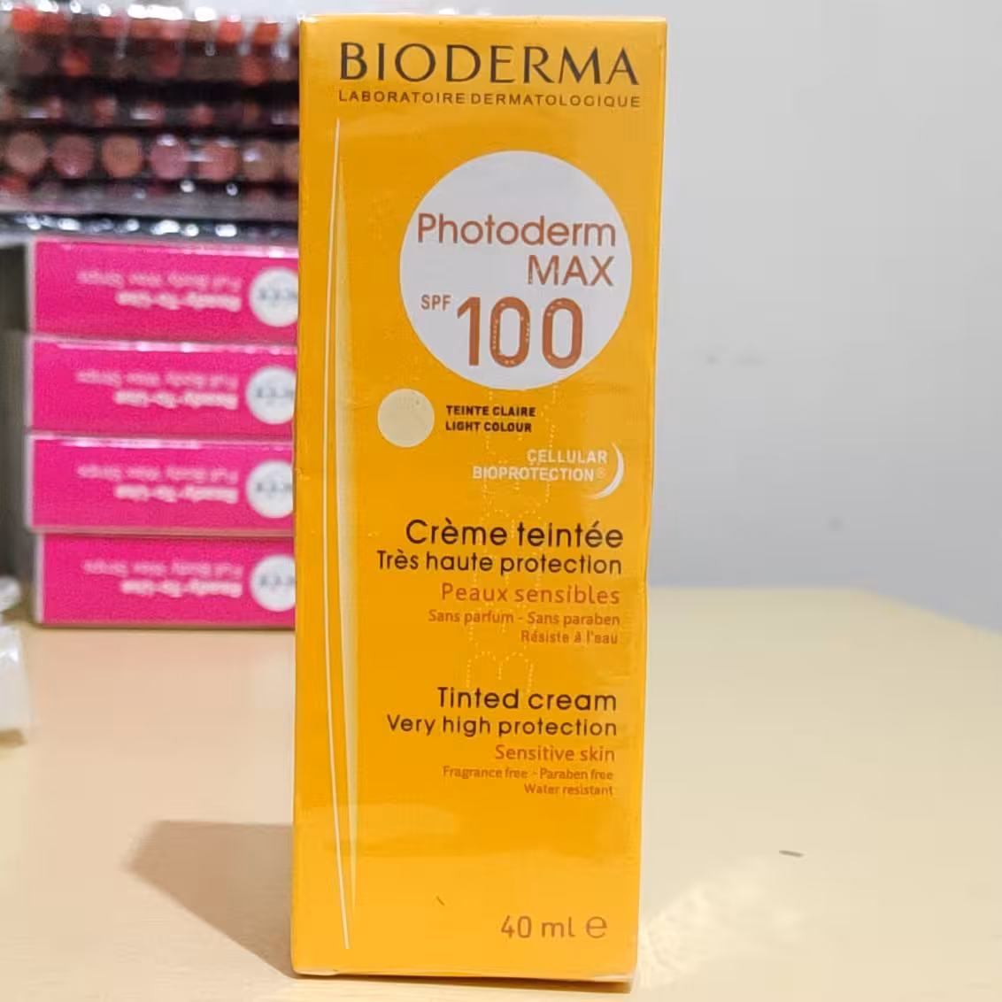 بیودرما ضدآفتاب بژ روشن طرح اصلی کیفیت عالی 40 گرم کرم بایودرما 