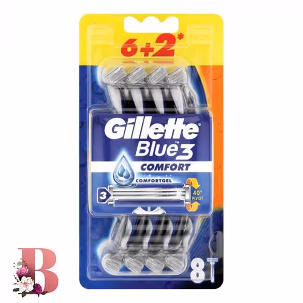 خود تراش ژیلت مدل Blue 3 comfort بسته 8 عددی | Gillette Blue 3 comfort Blades Pack of 8
