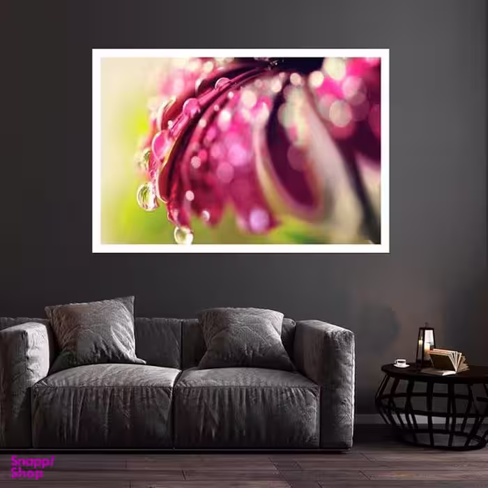 تابلو بکلیت طرح گل و قطره شبنم مدل قاب شاسی W-s8552