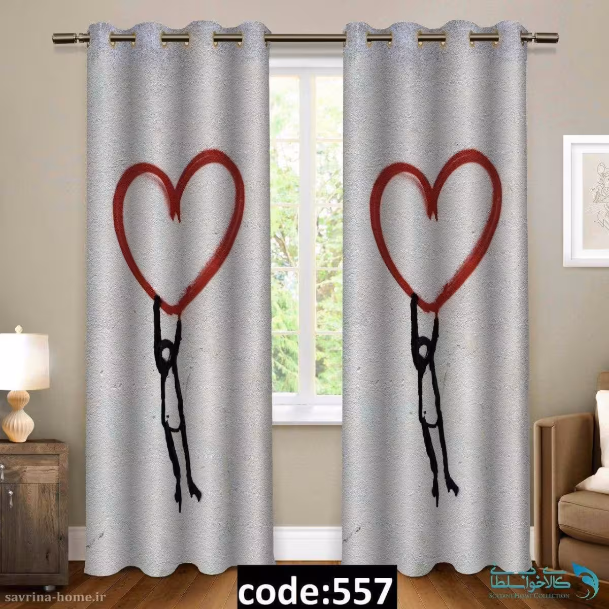 پرده پانچی سری قلب مدل Sh-557