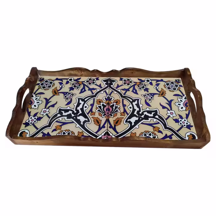 سینی چوبی طرح کاشی