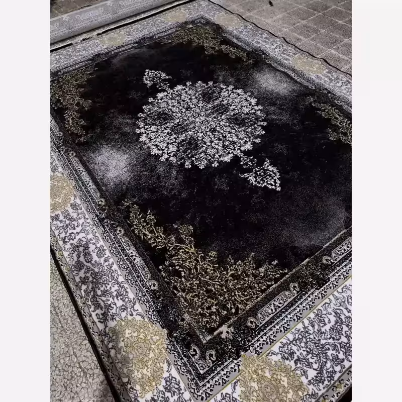 فرش 6متری ماشینی کاشان طرح آراز سرمه ای بی سی اف (باارسال رایگان)