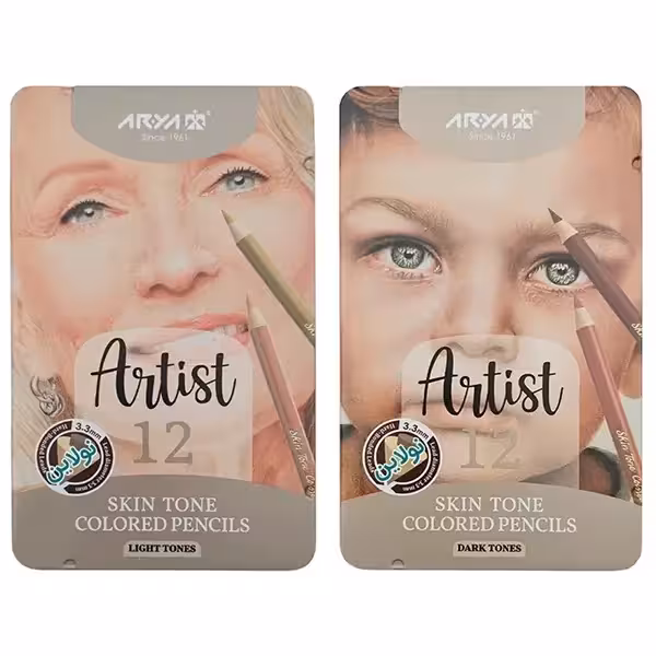 مداد رنگی آریا آرتیست 12 رنگ طیف پوست