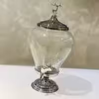 EMBICO  ام بی کو  کلمن کمر باریک  شیشه ترک نقره ای گل و گوزن  9624