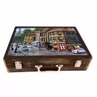 جعبه چوبی مدل چمدان بزرگ طرح پاریس رویایی3    