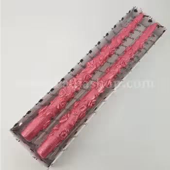 شمع بلند گل رز 2 تایی سرخابی