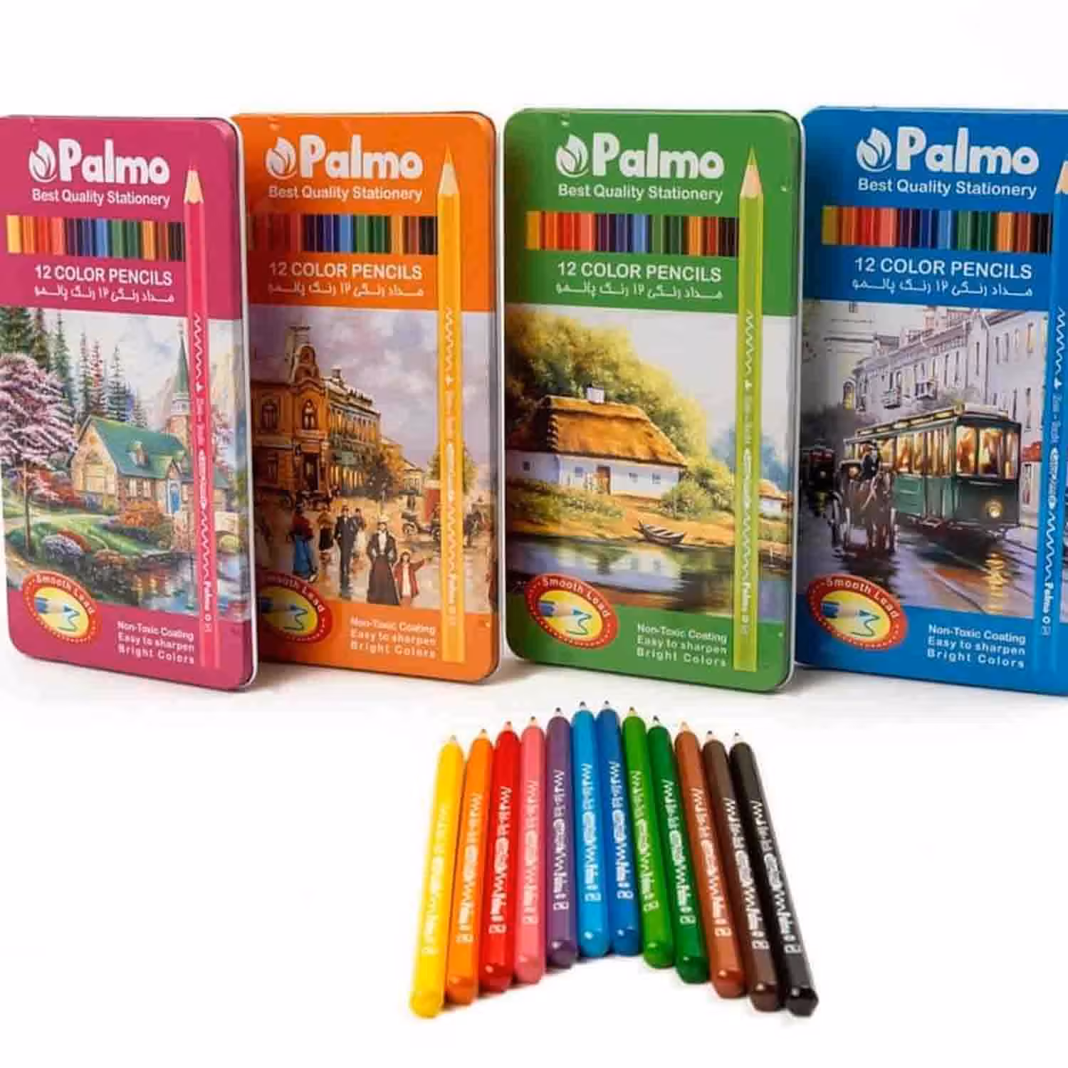 مدادرنگی12رنگ جعبه فلزی پالمو