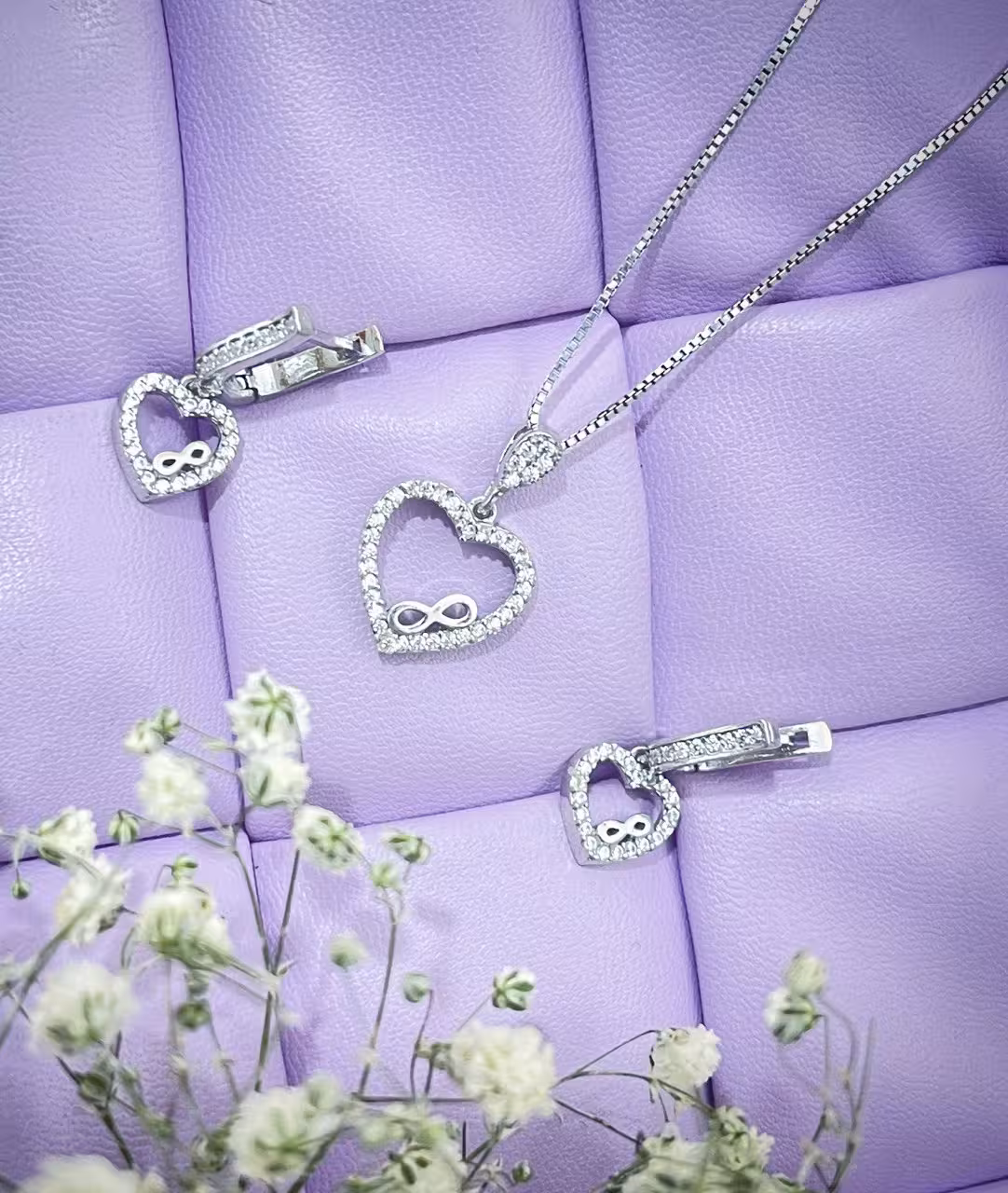 نیمست قلب جواهری نقره کد 00021