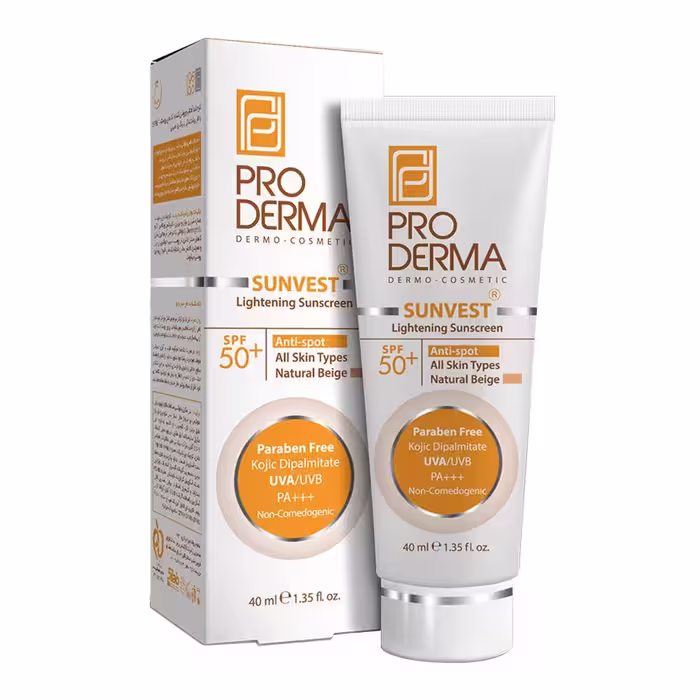 کرم ضد آفتاب و روشن کننده لک های پوست +SPF50 پرودرما 40 میلی لیتر