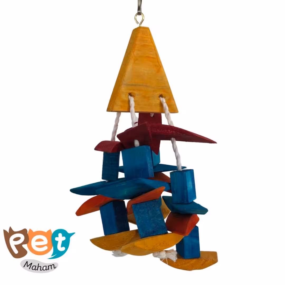 اسباب بازی پرنده مدل اسباب بازی چوبی  پر رنگ خوراکی مثلثی