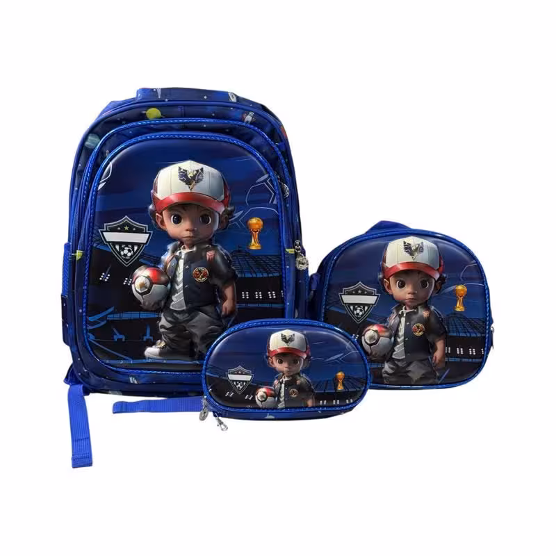 کوله پشتی مدرسه مدل سه بعدی طرح فانتزی به همراه جامدادی و کیف دوشی | کالا مکس