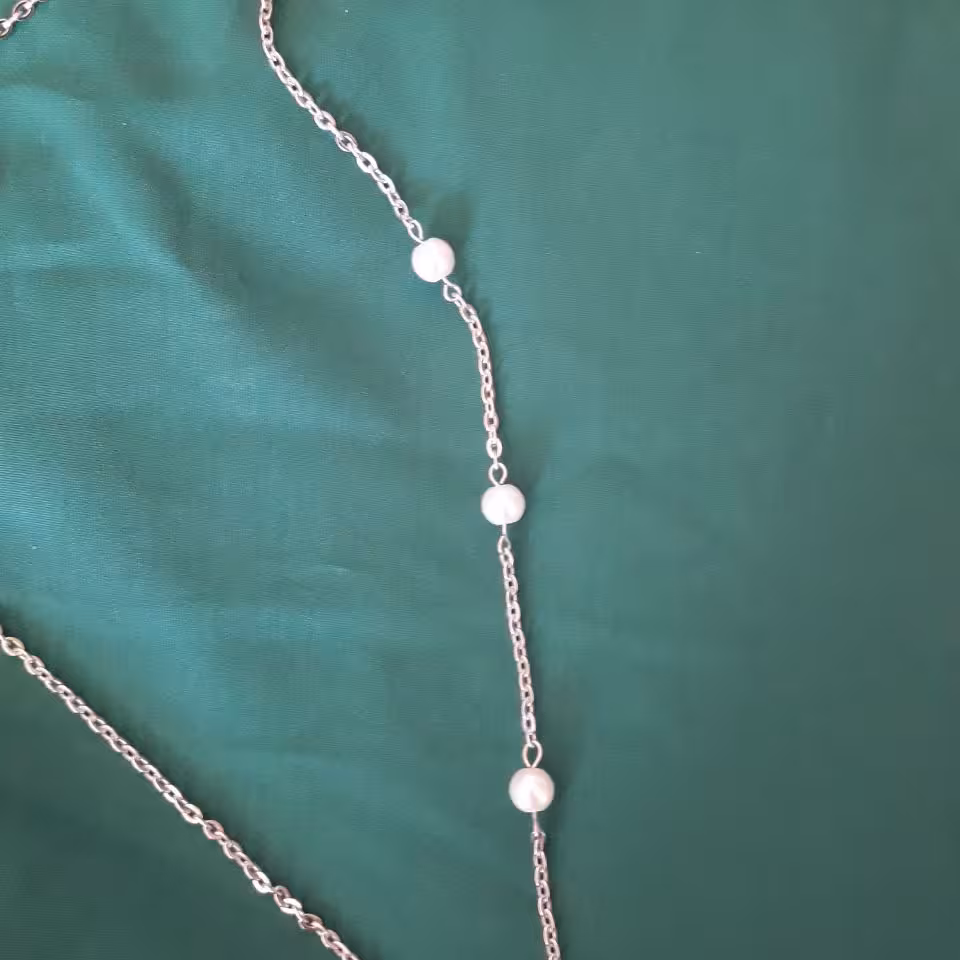 زنجیر شکم کمر استیل رنگ ثابت مروارید دار